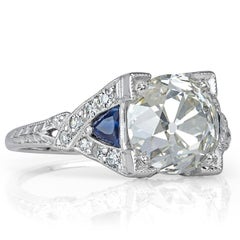 Mark Broumand Anillo de compromiso de diamantes talla europea antigua de 3.95 quilates