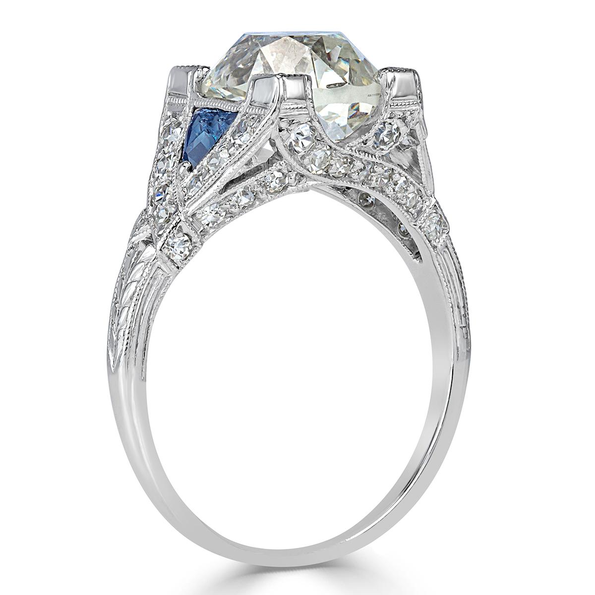 Women's or Men's Mark Broumand 3.95 Carat Old European Cut Diamond Engagement Ring For Sale