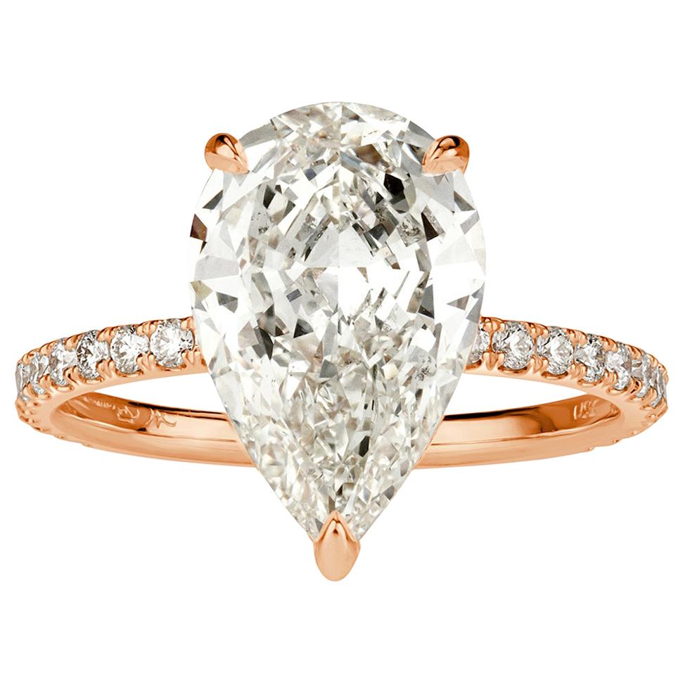 Mark Broumand 3.99 Carat Pear Shaped Diamond Engagement Ring