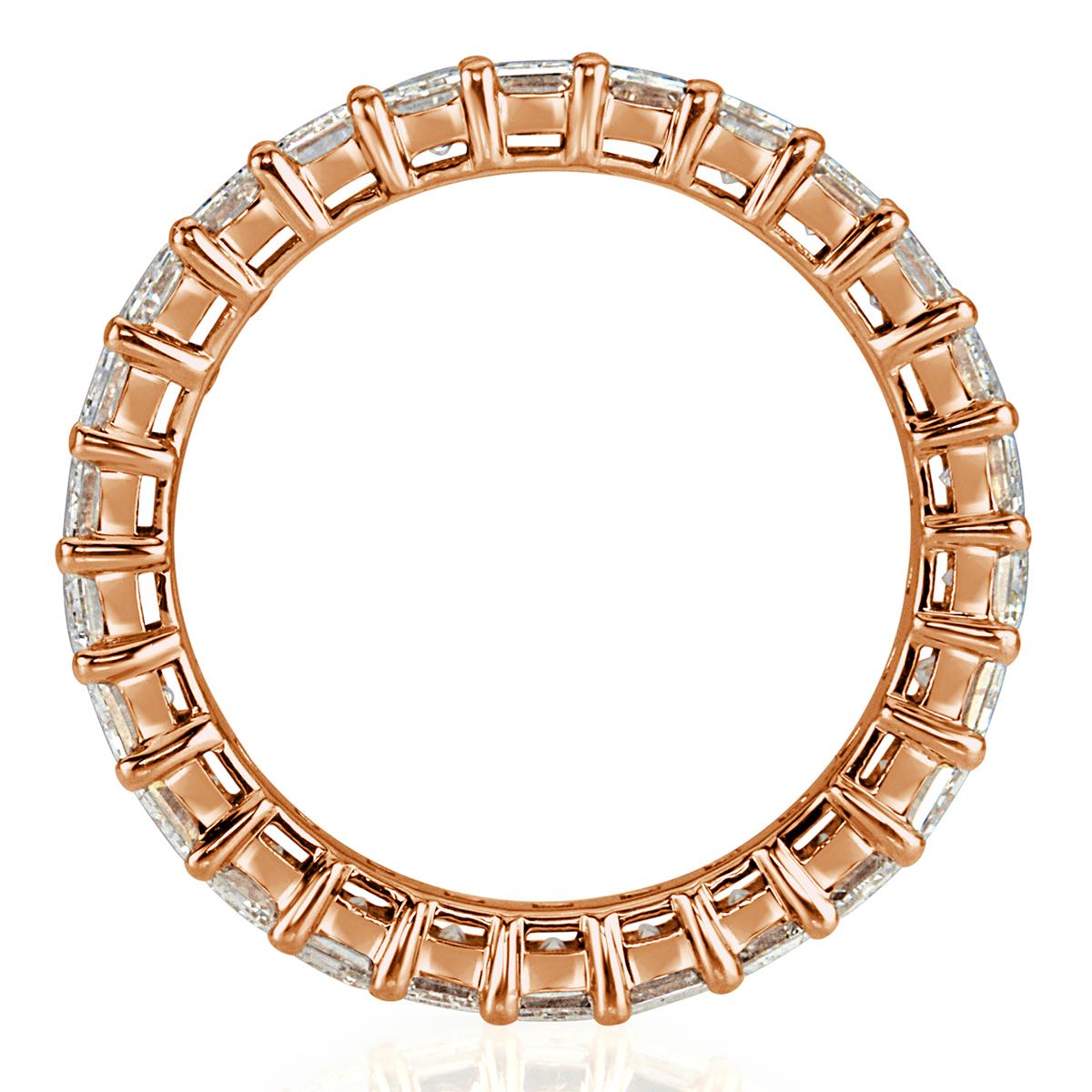 Women's or Men's Mark Broumand 4.00 Carat Emerald Cut Diamond Eternity Band in 18 Karat Rose Gold For Sale