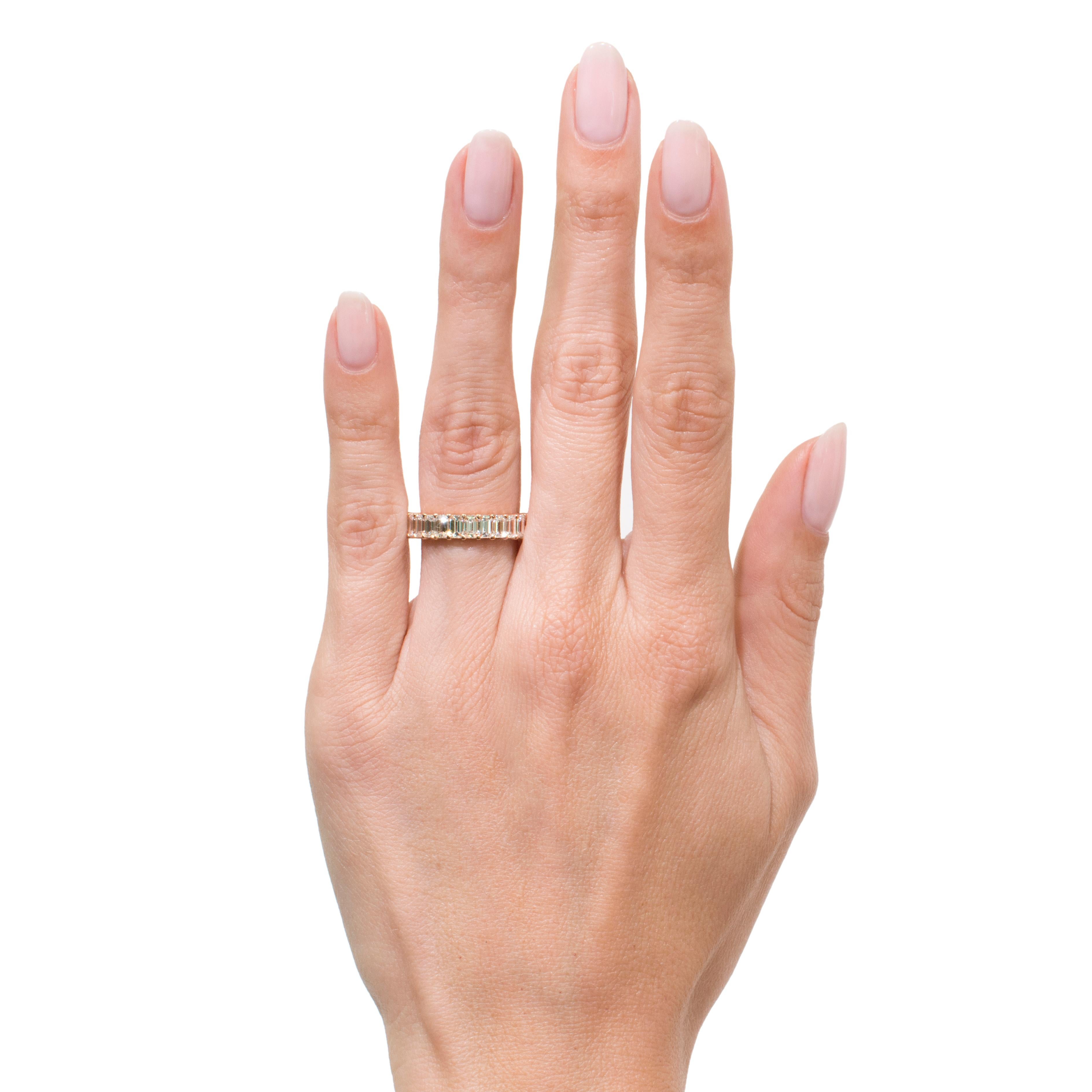 Mark Broumand 4.00 Carat Emerald Cut Diamond Eternity Band in 18 Karat Rose Gold For Sale 1