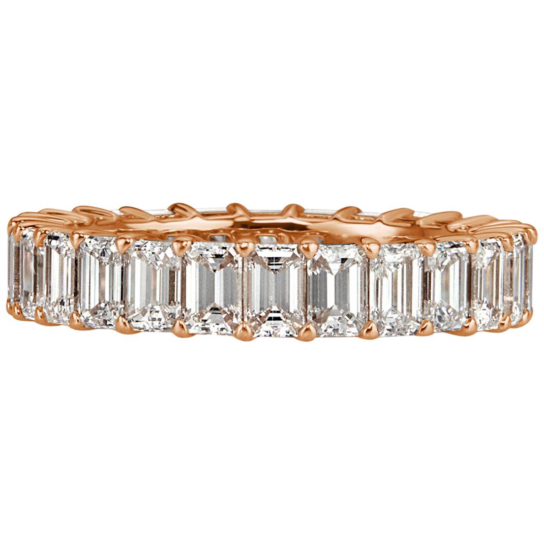 Mark Broumand 4.00 Carat Emerald Cut Diamond Eternity Band in 18 Karat Rose Gold