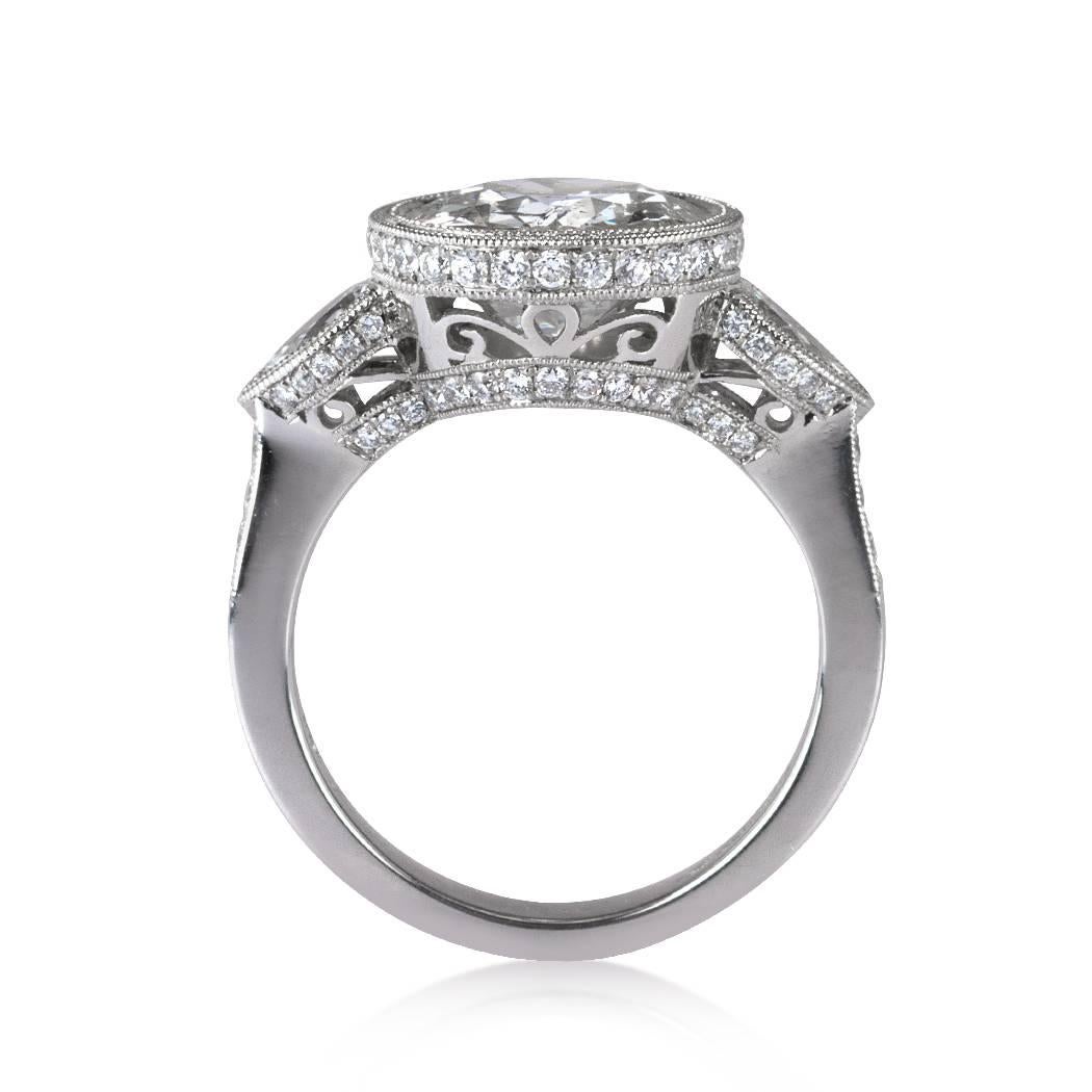 Mark Broumand 4.02 Carat Old European Cut Diamond Engagement Ring For ...
