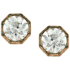Mark Broumand 4.09 Carat Old European Cut Diamond Stud Earrings