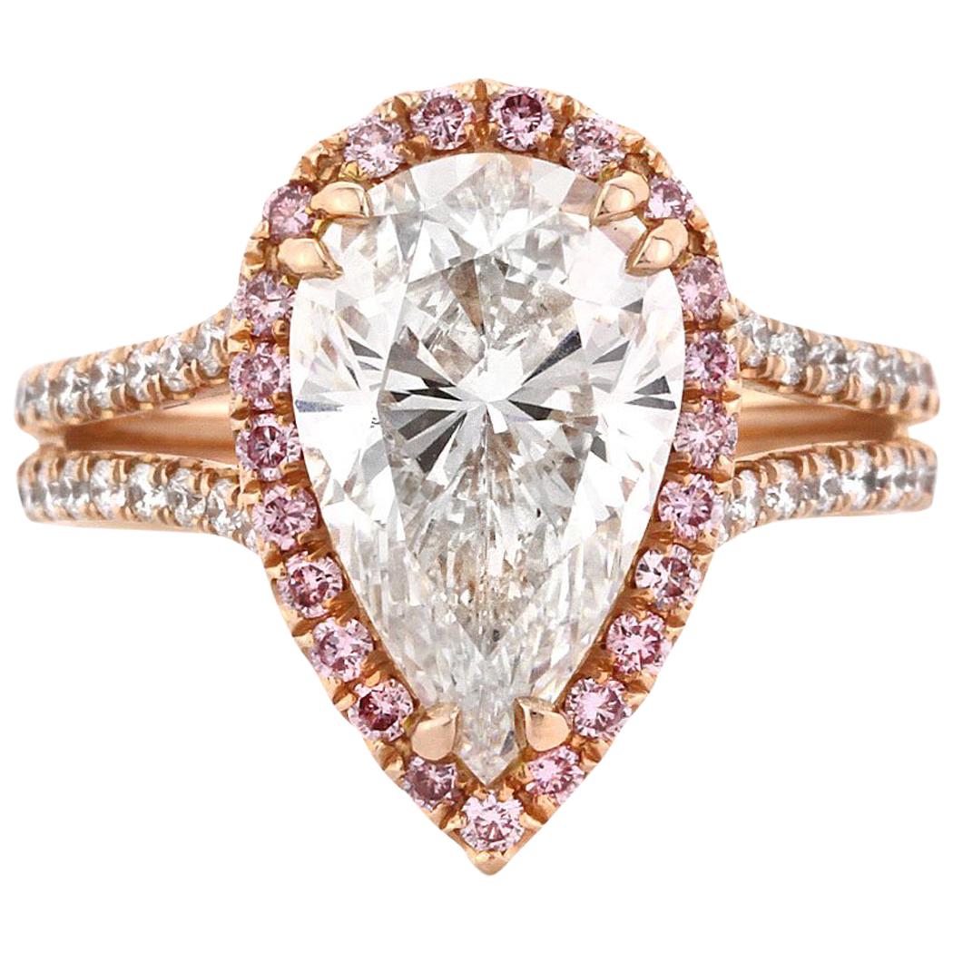 Mark Broumand 4.11 Carat Pear Shaped Diamond Engagement Ring