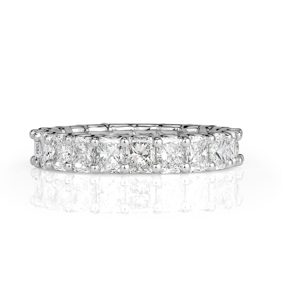 Mark Broumand 4.14 Carat Radiant Cut Diamond Eternity Band in Platinum In New Condition For Sale In Los Angeles, CA