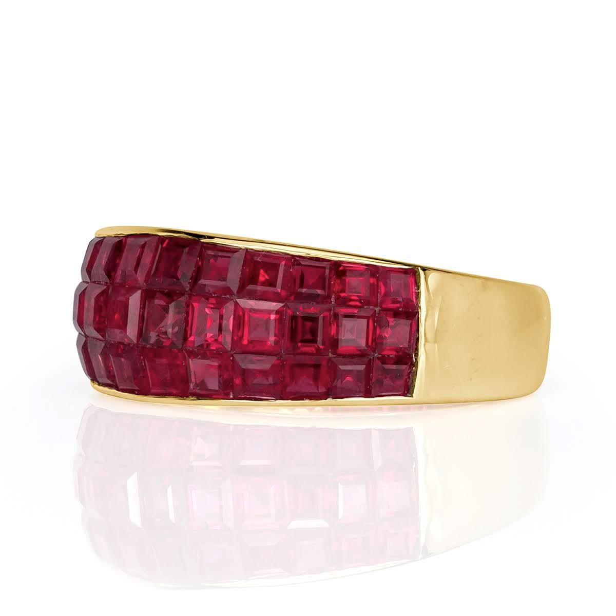 Mark Broumand 4.20 Carat Square Cut Ruby Vintage Ring In New Condition For Sale In Los Angeles, CA