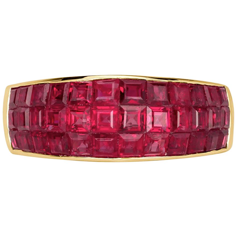 Mark Broumand 4.20 Carat Square Cut Ruby Vintage Ring For Sale