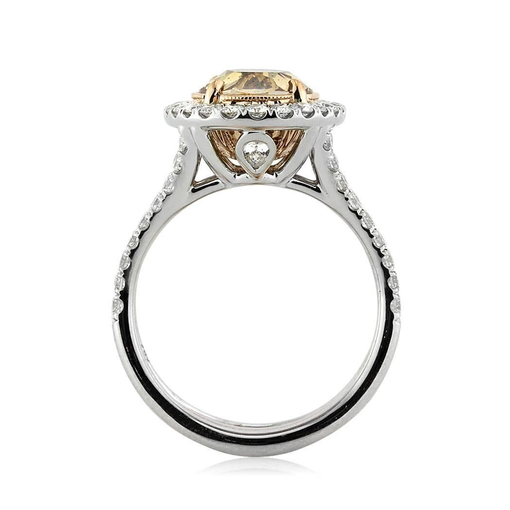 Modern Mark Broumand 4.28 Carat Fancy Brown Yellow Oval Cut Diamond Engagement Ring