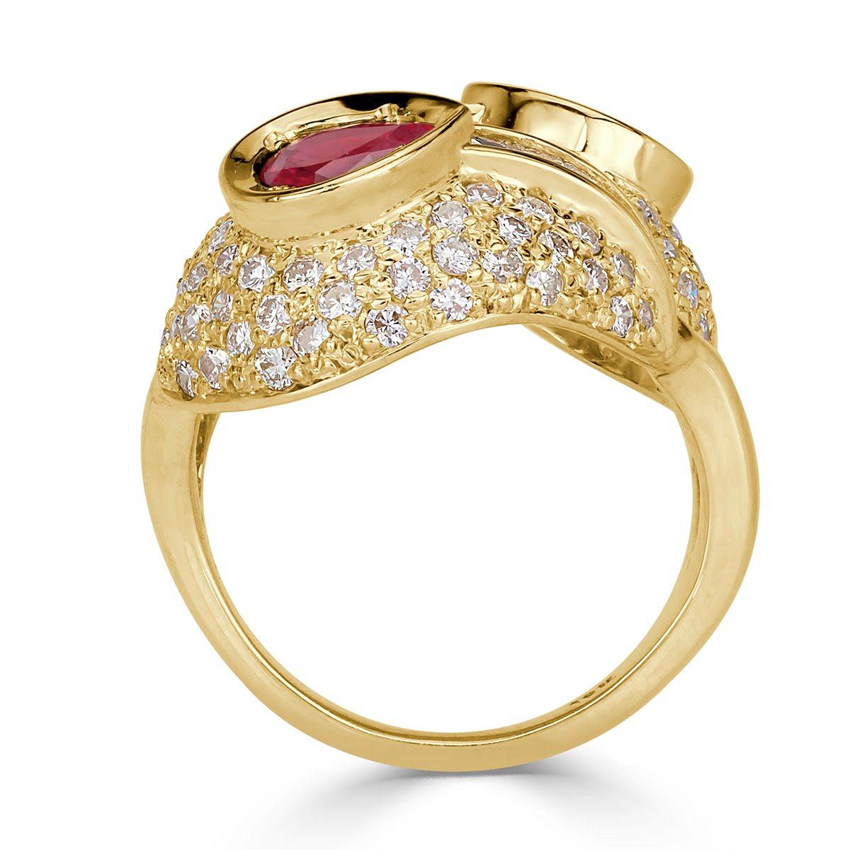 Mark Broumand 4.30 Carat Diamond and Ruby Vintage Ring In New Condition For Sale In Los Angeles, CA