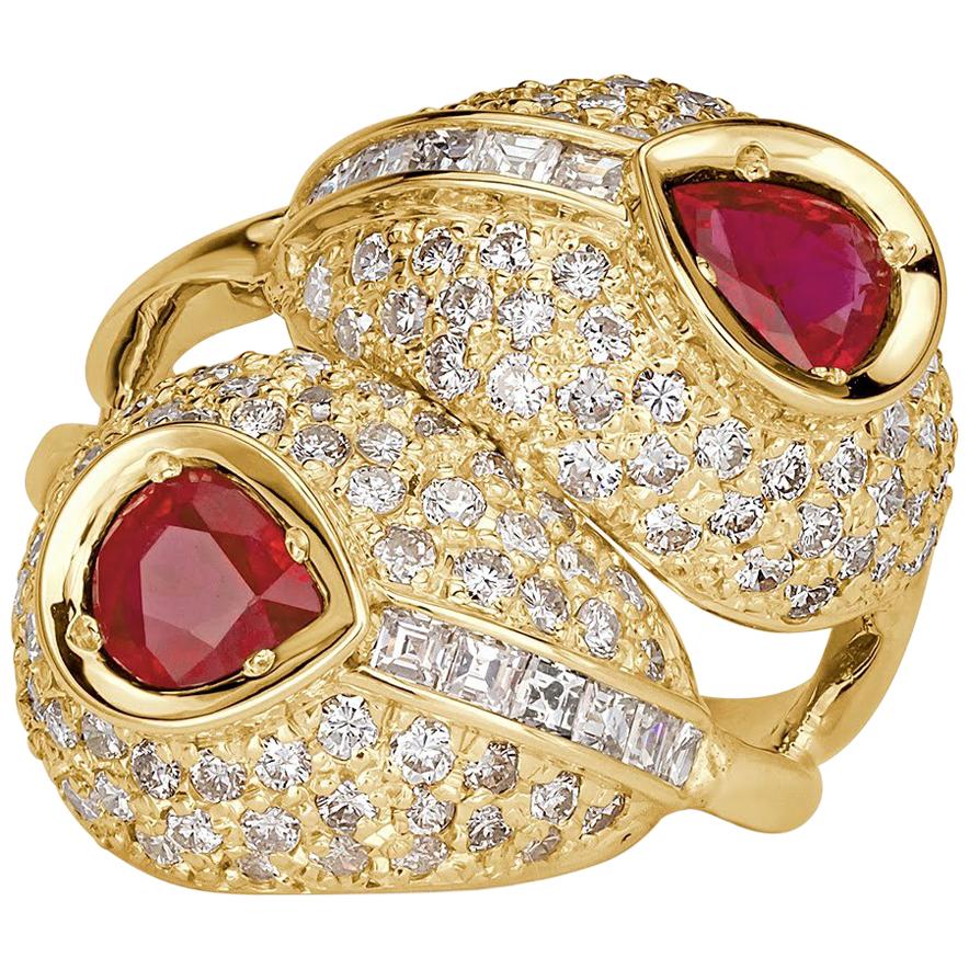 Mark Broumand 4.30 Carat Diamond and Ruby Vintage Ring For Sale