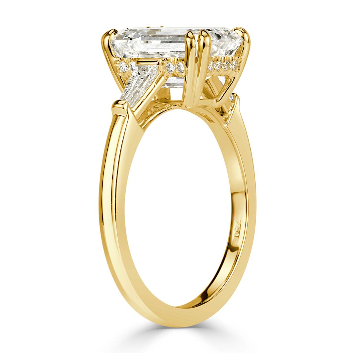 Mark Broumand 4.35 Carat Emerald Cut Diamond Engagement Ring In New Condition In Los Angeles, CA