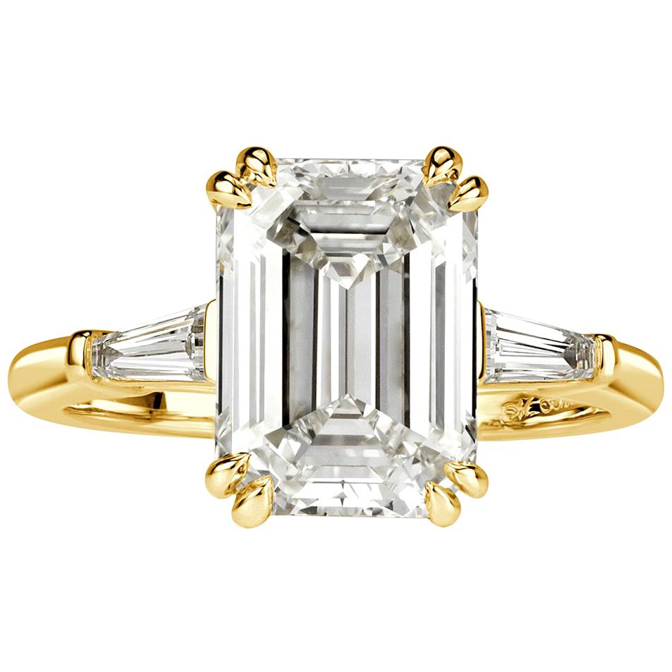 Mark Broumand 4.35 Carat Emerald Cut Diamond Engagement Ring