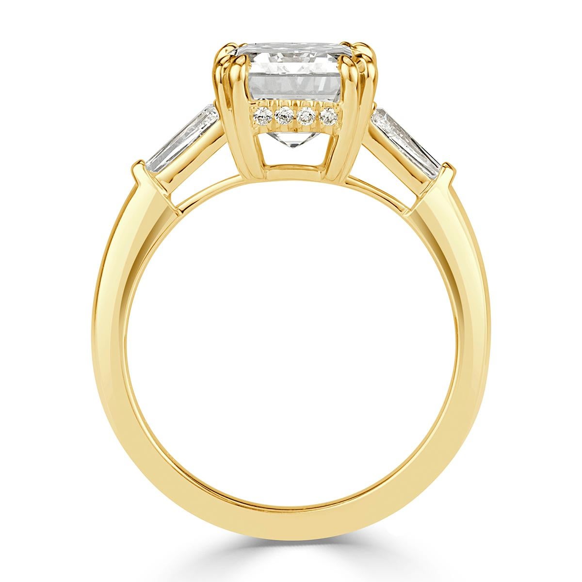 Women's or Men's Mark Broumand 4.36 Carat Emerald Cut Diamond Engagement Ring