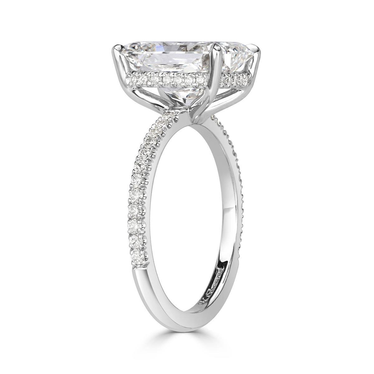 Mark Broumand 4.36 Carat Radiant Cut Diamond Engagement Ring In New Condition In Los Angeles, CA