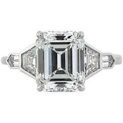 Mark Broumand 4.48 Carat Emerald Cut Diamond Engagement Ring