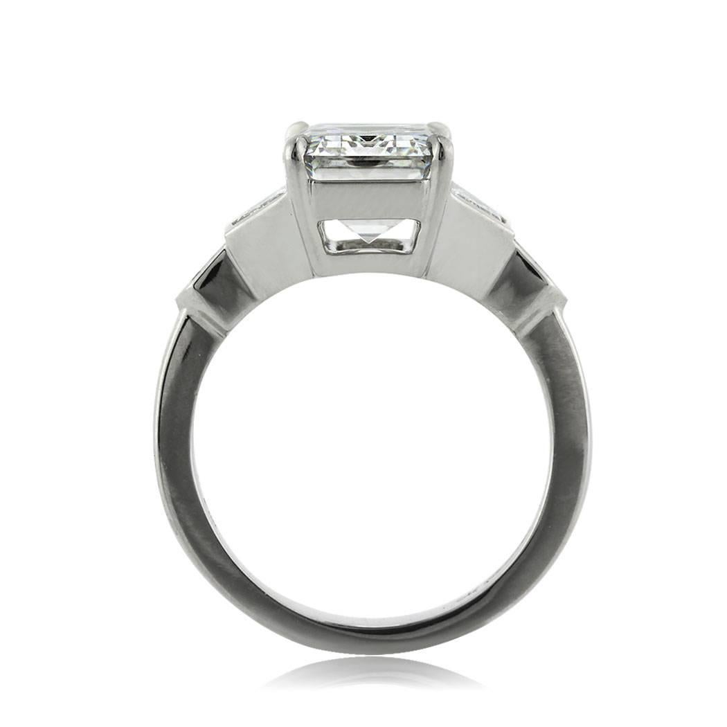 Modern Mark Broumand 4.48 Carat Emerald Cut Diamond Engagement Ring