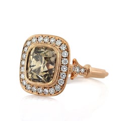 Mark Broumand 4.56 Carat Fancy Orangy Brown Old Mine Cut Diamond Ring