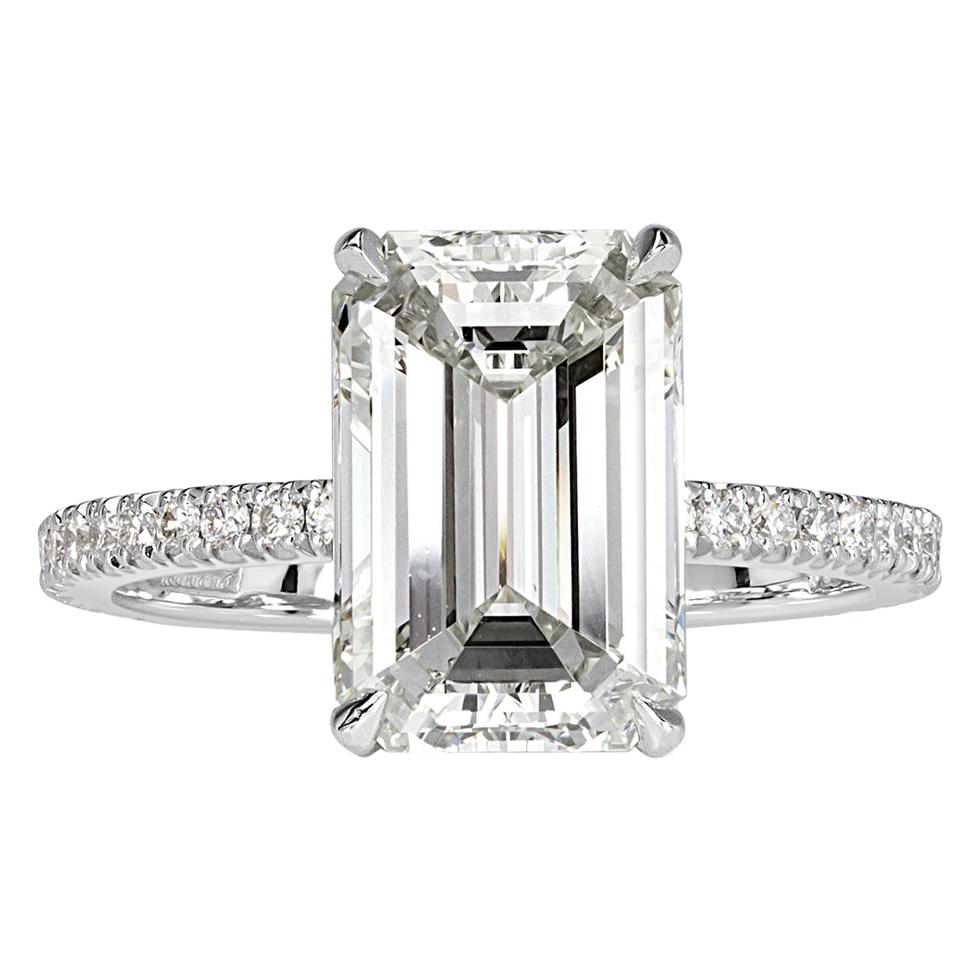 Mark Broumand 4.69 Carat Emerald Cut Diamond Engagement Ring