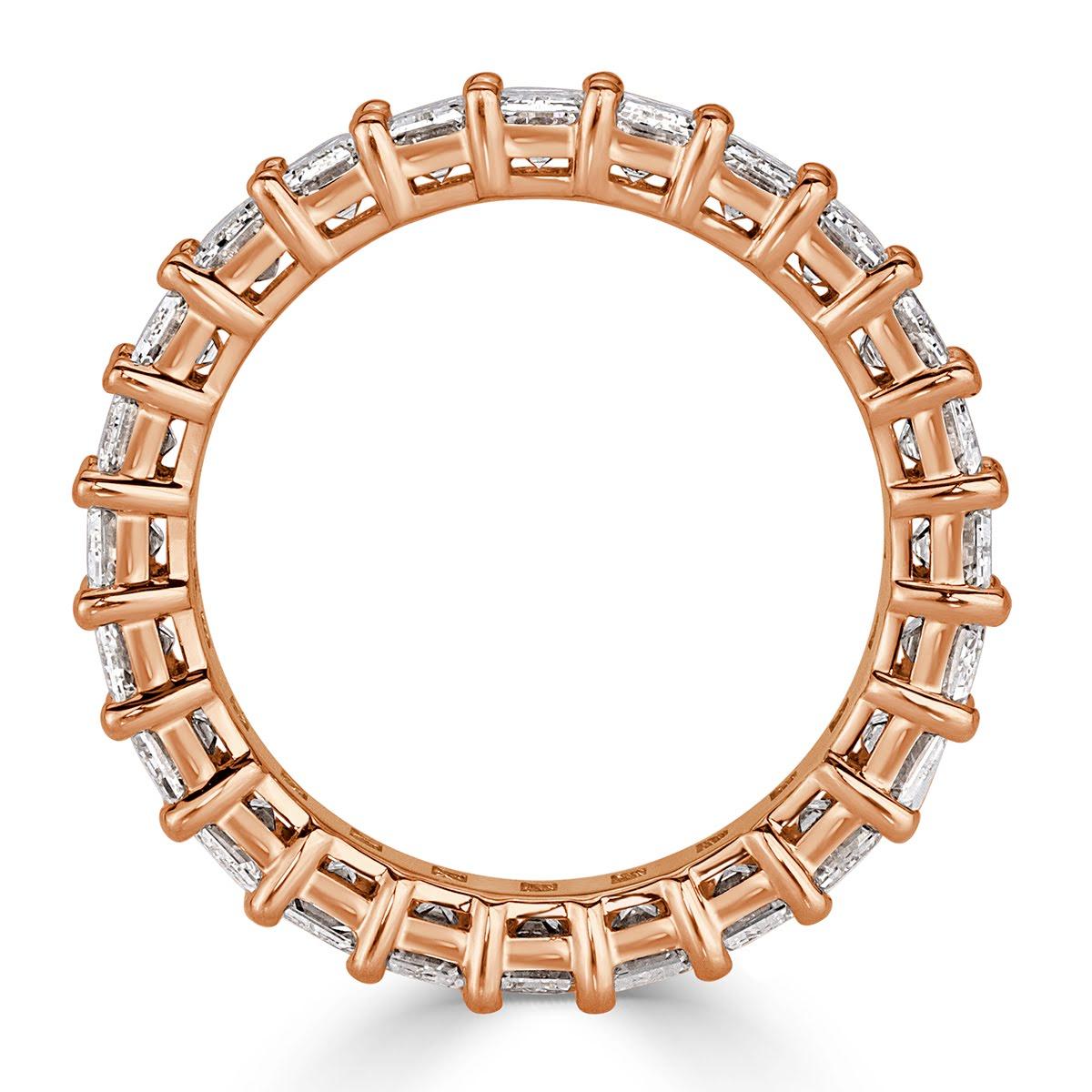 Mark Broumand 4.87 Carat Emerald Cut Eternity Band in 18 Karat Rose Gold In New Condition For Sale In Los Angeles, CA