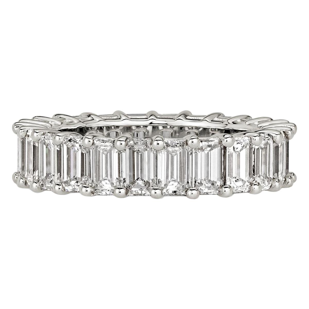 Mark Broumand 4.87 Carat Emerald Cut Eternity Band in Platinum For Sale