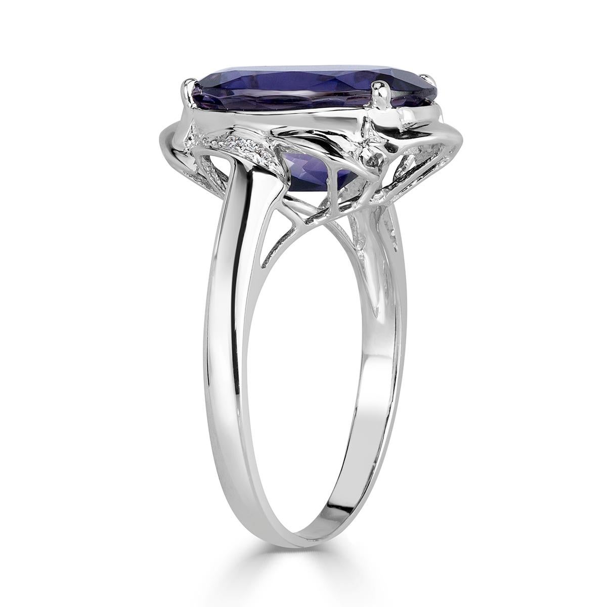 Women's or Men's Mark Broumand 4.87 Carat Oval Cut Violet Jolite and Diamond Ring For Sale