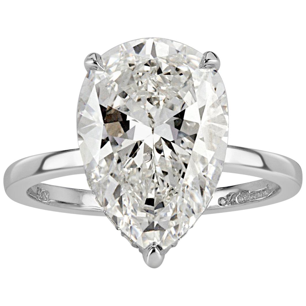 Mark Broumand 4.90 Carat Pear Shaped Diamond Engagement Ring