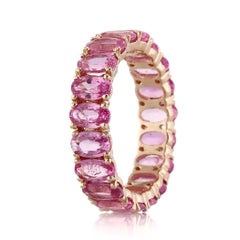 Mark Broumand 5.00ct Oval Cut Pink Sapphire Eternity Band in 14k Rose Gold