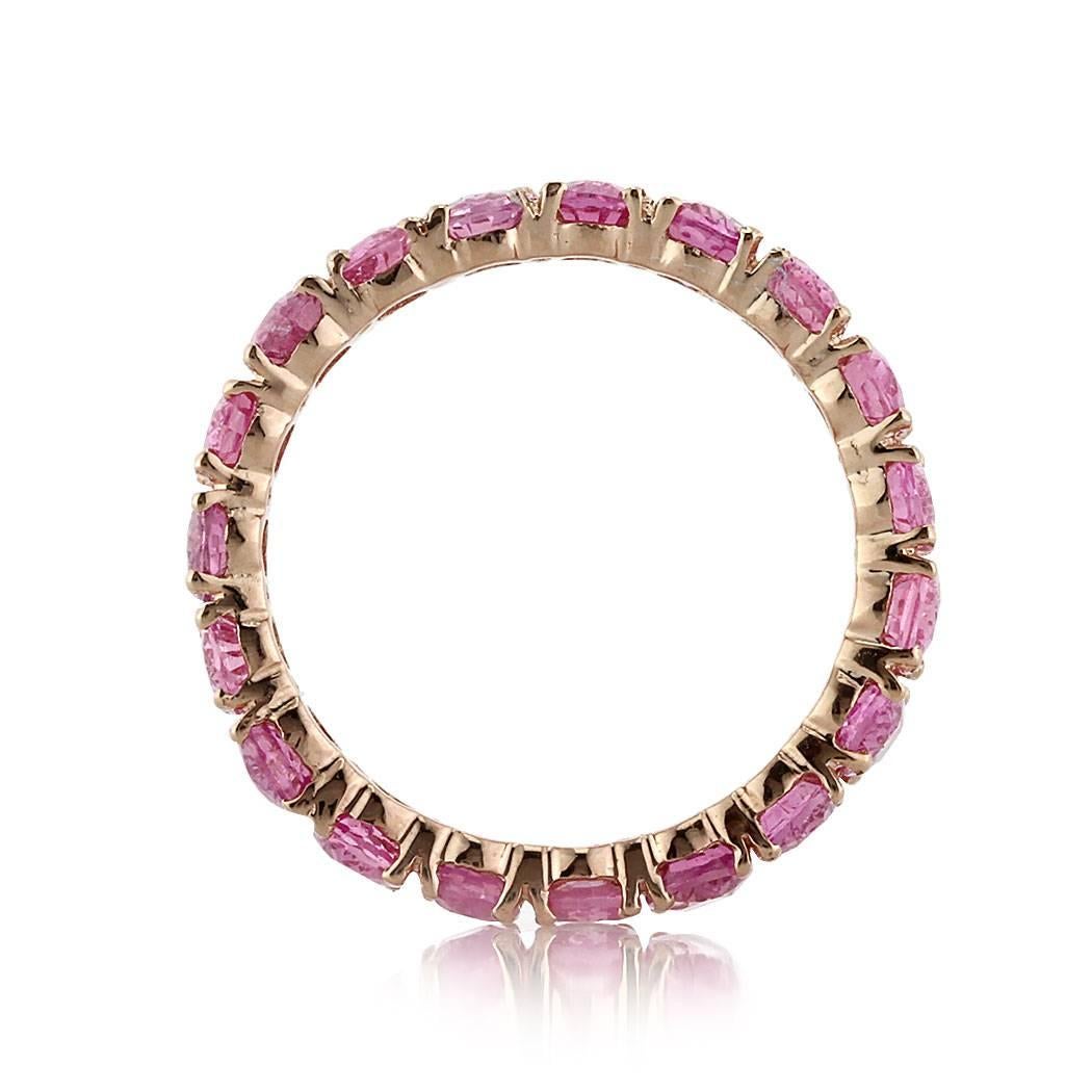 Mark Broumand Memoryring aus 14 Karat Roségold mit 5,00 Karat rosa Saphir im Ovalschliff (Moderne) im Angebot