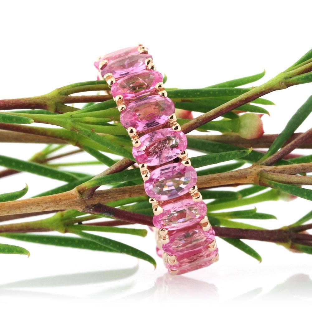 Mark Broumand Memoryring aus 14 Karat Roségold mit 5,00 Karat rosa Saphir im Ovalschliff im Zustand „Neu“ im Angebot in Los Angeles, CA