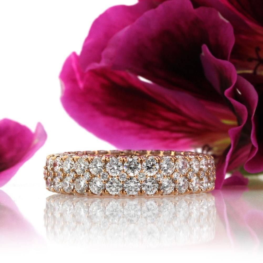 Round Cut Mark Broumand 5.00 Carat Round Brilliant Cut Diamond Three-Sided Eternity Band For Sale