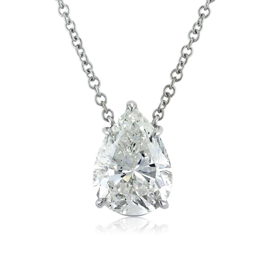 Modern Mark Broumand 5.03 Carat Pear Shaped Diamond Pendant in 18 Karat White Gold