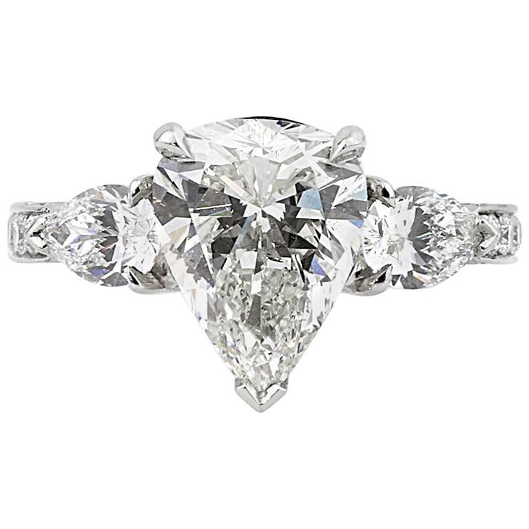 Mark Broumand 5.14 Carat Pear Shaped Diamond Engagement Ring