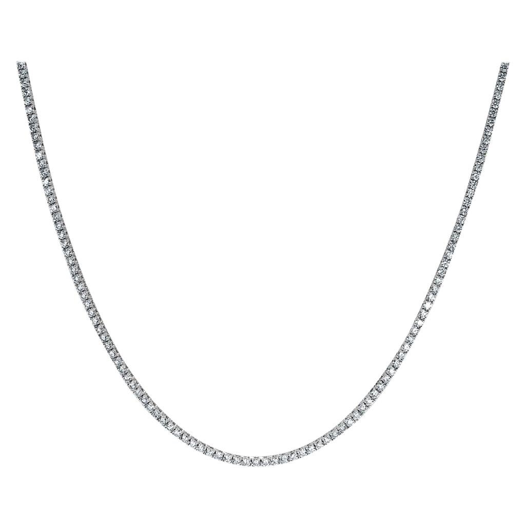 Mark Broumand: 18 Karat Weiße Tennis-Halskette mit 5,20 Karat rundem Diamanten im Brillantschliff