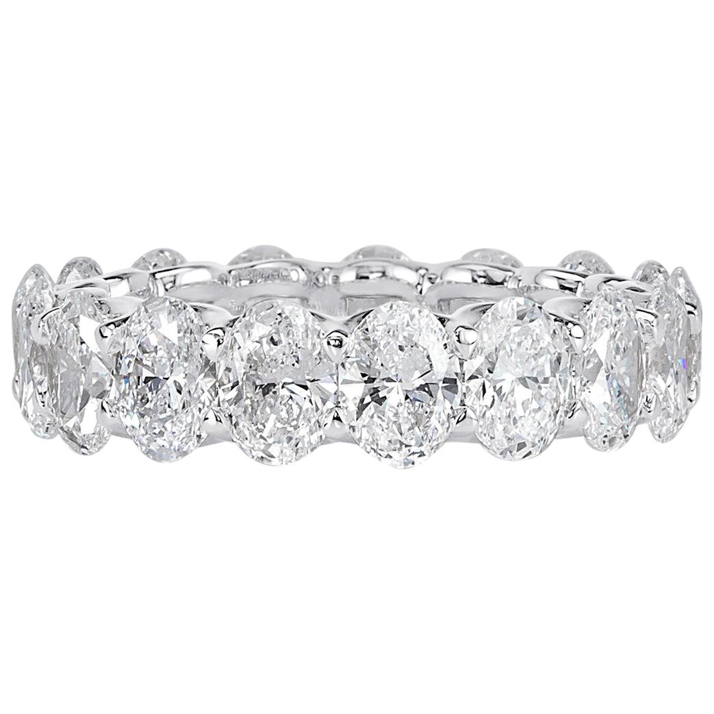 Mark Broumand 5.42 Carat Oval Cut Diamond Eternity Band in Platinum For Sale