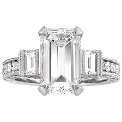 Mark Broumand 5.49 Carat Emerald Cut Diamond Engagement Ring