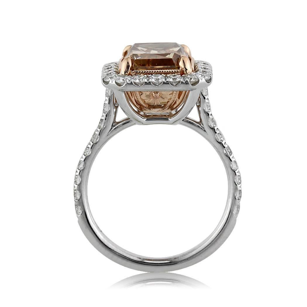 Mark Broumand 5.51 Carat Fancy Brownish Yellow Radiant Cut Diamond Ring In New Condition In Los Angeles, CA