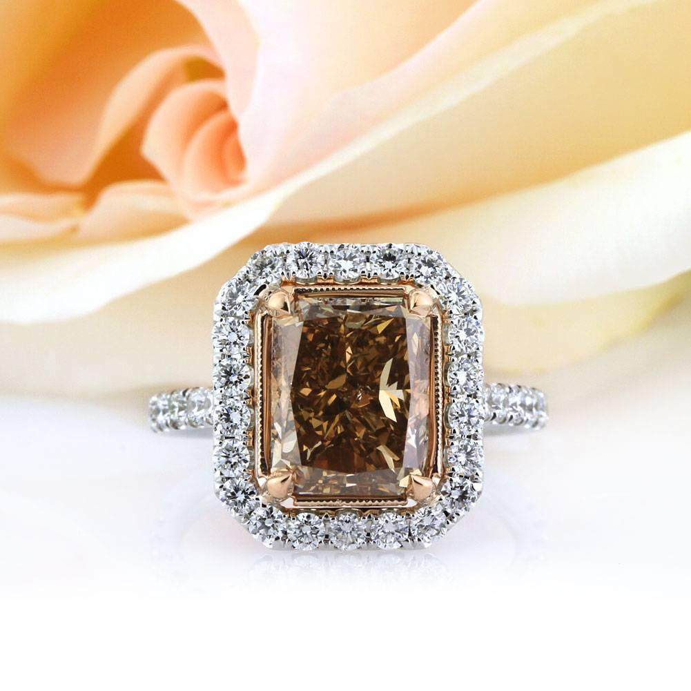 Mark Broumand 5.51 Carat Fancy Brownish Yellow Radiant Cut Diamond Ring 1