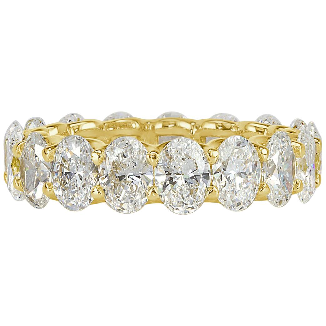 Mark Broumand 5.54 Carat Oval Cut Diamond Eternity Band in 18 Karat Yellow Gold For Sale