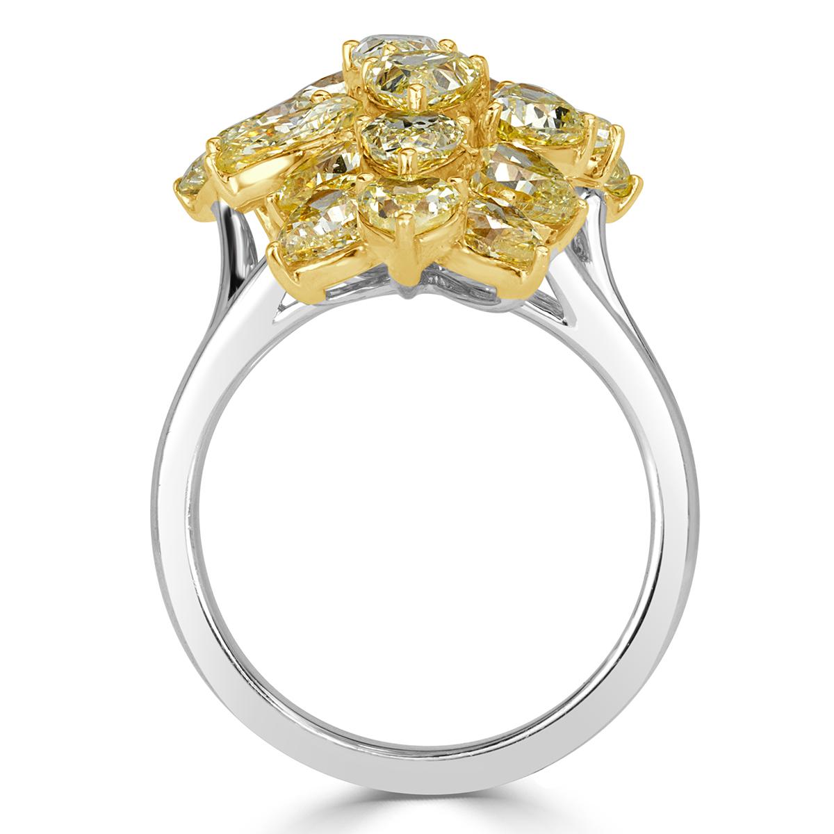 Women's or Men's Mark Broumand 5.59 Carat Fancy Yellow Diamond Cluster Ring For Sale