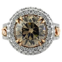 Bague de fiançailles Mark Broumand 5.87 Carat Fancy Brown Round Brilliant Cut Diamond