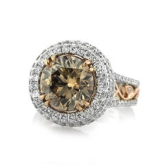 Bague de fiançailles Mark Broumand 5.87 Carat Fancy Brown Round Brilliant Cut Diamond