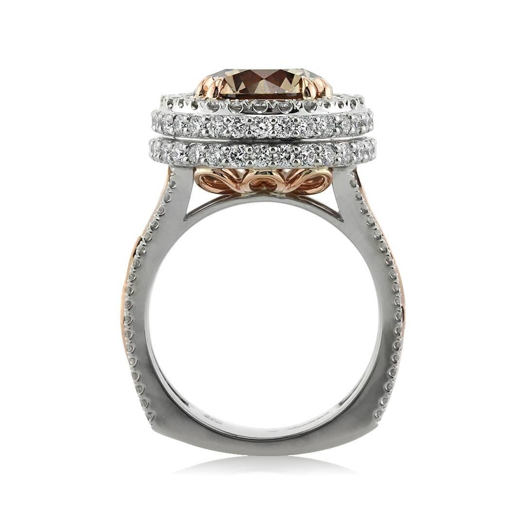 Modern Mark Broumand 5.87 Carat Fancy Brown Round Brilliant Cut Diamond Engagement Ring For Sale