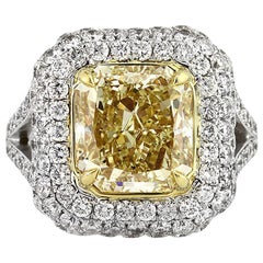 Mark Broumand 5.93 Carat Fancy Yellow Radiant Cut Diamond Engagement Ring
