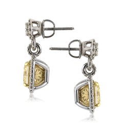 Mark Broumand, pendants d'oreilles en diamants jaunes fantaisie taille coussin de 6,11 carats