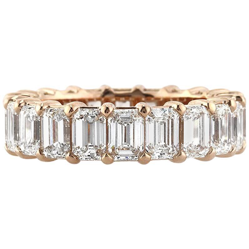 Mark Broumand Alianza de diamantes talla esmeralda de 6,30 quilates en oro rosa de 18 quilates