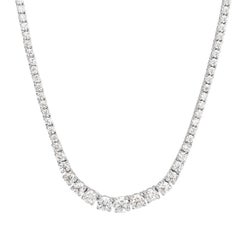Mark Broumand 6.65 ct Round Brilliant Cut Diamond Tennis Necklace in 18k White