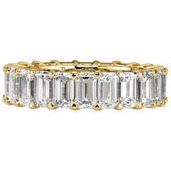 Mark Broumand Alianza de diamantes talla esmeralda de 6,80 quilates en oro de 18 quilates