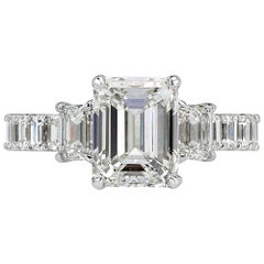 Mark Broumand 6.95 Carat Emerald Cut Diamond Eternity Engagement Ring