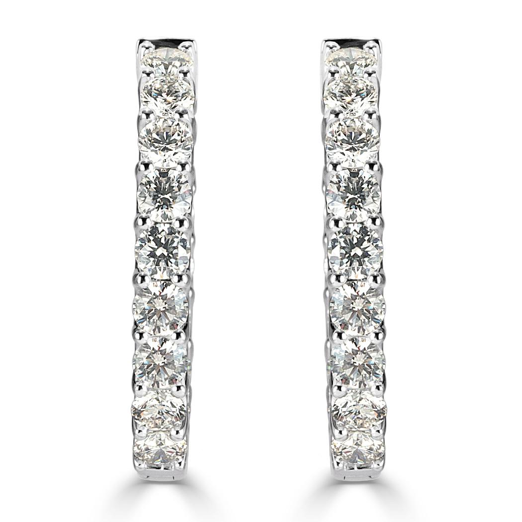 Round Cut Mark Broumand 7.00 Carat Round Brilliant Cut Diamond Earrings in 14 Karat Gold For Sale